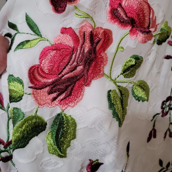 Beige by Eci Women's Red Floral Embroidery Overlay Sleeveless Shift Dress  XL - Picture 1 of 13